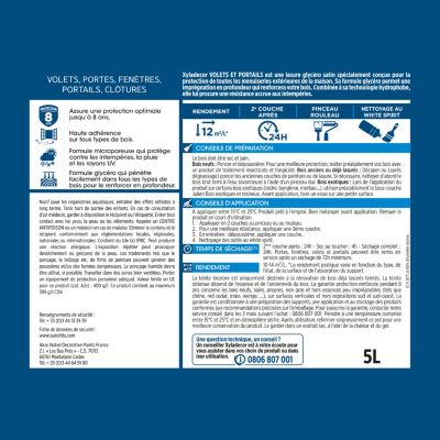 Lasure bois extérieur volets et portails glycéro incolore satin Xyladecor 5 L