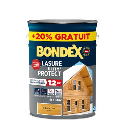 Lasure bois Ultim’ protect Chêne clair 12 ans Bondex 5L + 20% gratuit