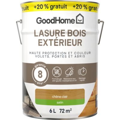 Lasure extérieure chêne traditionnel 8 ans GoodHome 5L + 20% gratuit