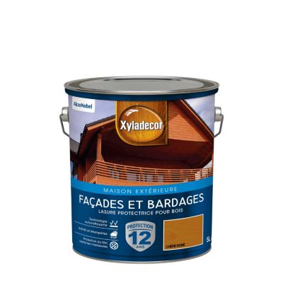 Lasure extérieure de protection pour façades et bardages Xyladecor satin 5L chêne doré