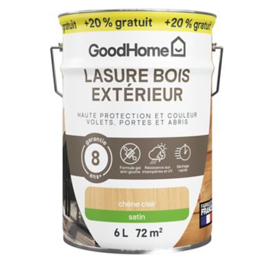 Lasure extérieure GoodHome chêne clair satin 8 ans 5L + 20% gratuit