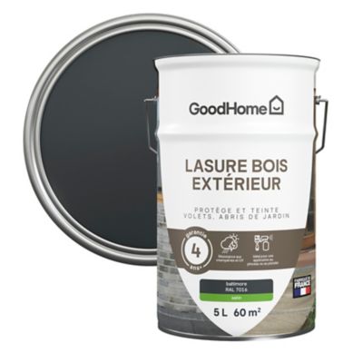 Lasure extérieure gris anthracite baltimore RAL 7016 satin 5ml Goodhome (garantie 4 ans)