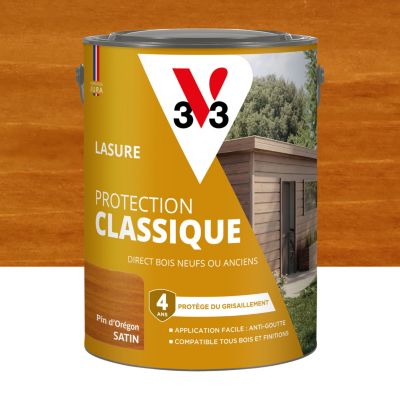 Lasure extérieure haute protection classique V33 pin d'orégon satin 5L