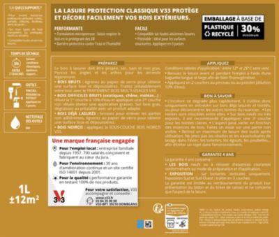 Lasure extérieure haute protection classique V33 pin d'Orégon satin 5L
