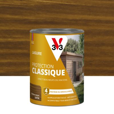 Lasure extérieure Haute Protection Protection Classique V33 chêne foncé satin 750ml