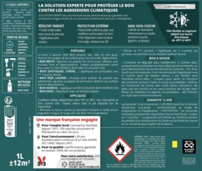 Lasure extérieure Haute Protection Solution Expert V33 chêne foncé satin 750 ml