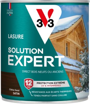 Lasure extérieure Haute Protection Solution Expert V33 chêne foncé satin 750 ml