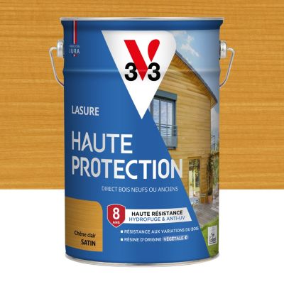 Lasure Bois V33 Aqua-Stop – Chêne Clair Satin, 1 Litre, Pour 6 M²