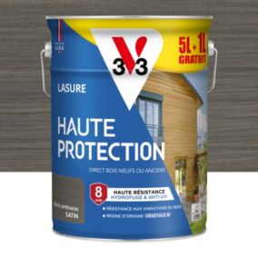 Lasure extérieure Haute Protection V33 gris anthracite satin 5 + 20% gratuit
