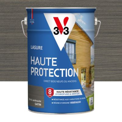 Lasure extérieure Haute Protection V33 gris anthracite satin 5L