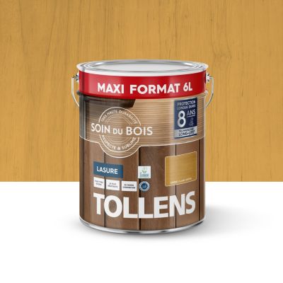 Lasure extérieure Soin du bois Tollens effet chêne clair satin 6L