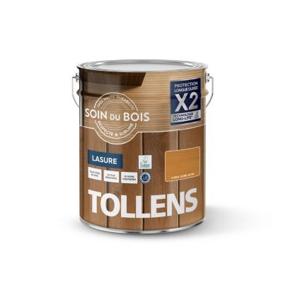 Lasure extérieure Soin du bois Tollens effet chêne doré satin 5L