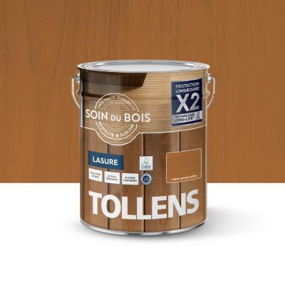 Lasure extérieure Soin du bois Tollens satin effet chêne moyen 5L