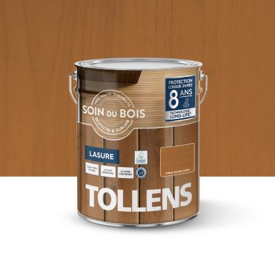 Lasure extérieure Soin du bois Tollens satin effet chêne moyen 5L