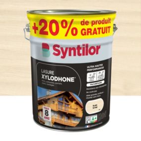 Lasure extérieure Syntilor Xylodhone Ultra Hautes Performances blanc satin 5L + 20% gratuit