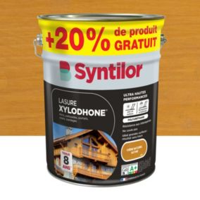 Lasure extérieure Syntilor Xylodhone Ultra Hautes Performances chêne naturel satin 5L + 20% gratuit