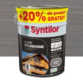 Lasure extérieure Syntilor Xylodhone Ultra Hautes Performances gris acier satin 5L + 20% gratuit