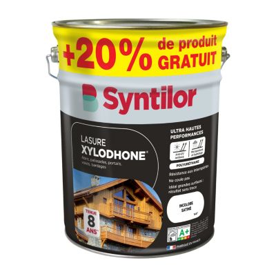 Lasure extérieure Syntilor Xylodhone Ultra Hautes Performances incolore satin 5L + 20% gratuit