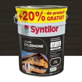 Lasure extérieure Syntilor Xylodhone Ultra Hautes Performances noir 5L + 20% gratuit