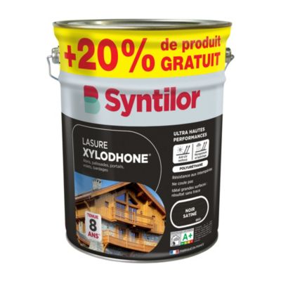Lasure extérieure Syntilor Xylodhone Ultra Hautes Performances noir 5L + 20% gratuit