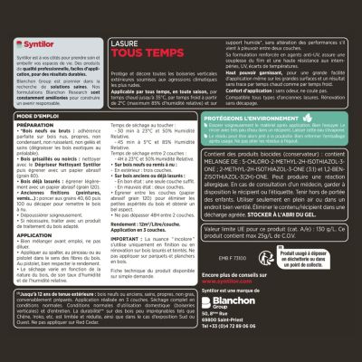 Lasure extérieure tous temps Syntilor incolore satin 1L