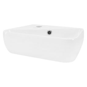 Lavabo blanc ceramique angulaire Evier avec trou de robinet a gauche 450x270 mm