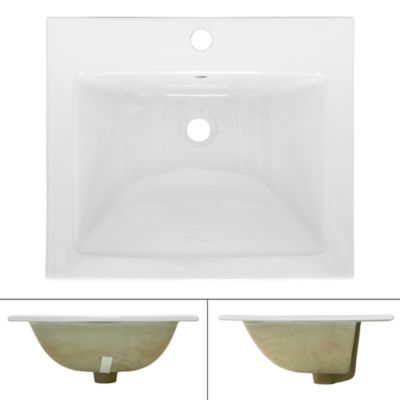Lavabo blanc ceramique rectangulaire a encastrer salle de bain 52,5x44x21,5 cm