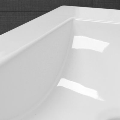 Lavabo blanc ceramique rectangulaire a encastrer salle de bain 52,5x44x21,5 cm