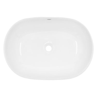 Lavabo céramique blanc avec garniture de vidage vasque a poser moderne 60x42 cm