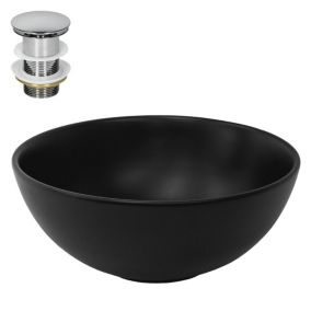 Lavabo céramique noir avec garniture de vidage lave-mains moderne