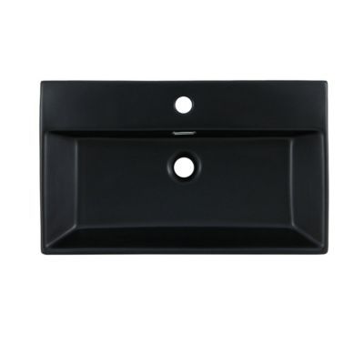 Lavabo céramique noir avec garniture de vidage lave-mains rectangle