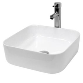 Lavabo carré ceramique vasque a poser salle de bain lave-mains blanc 390x390 cm