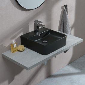 Lavabo Carré En Céramique Noire Mate De Kiamami Valentina