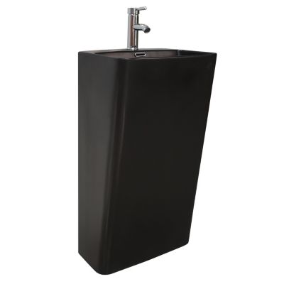 Lavabo colonne à poser en céramique noir, l.46 x H.85 x P.34 cm, Homesight Elmo