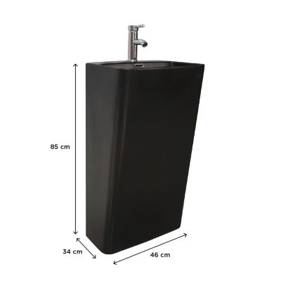 Lavabo colonne à poser en céramique noir, l.46 x H.85 x P.34 cm, Homesight Elmo