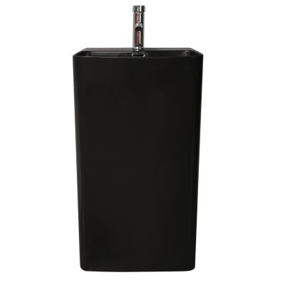 Lavabo colonne à poser en céramique noir, l.46 x H.85 x P.34 cm, Homesight Elmo
