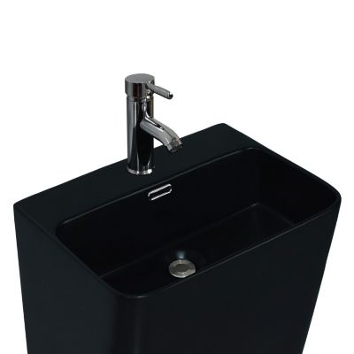 Lavabo colonne à poser en céramique noir, l.46 x H.85 x P.34 cm, Homesight Elmo