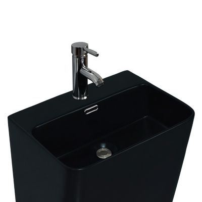 Lavabo colonne en céramique à poser, l.46 x H.85 x P.34 cm, noir, Homesight Elmo