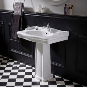 Lavabo colonne époque 80 cm rétro blanc