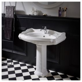 Lavabo colonne rétro 80 cm en céramique blanc