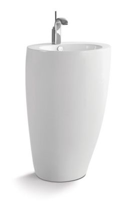 Lavabo colonne rond à poser en céramique blanc, l.52 x H.85 x P.34 cm, Homesight Icone