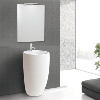Lavabo colonne rond à poser en céramique blanc, l.52 x H.85 x P.34 cm, Homesight Icone