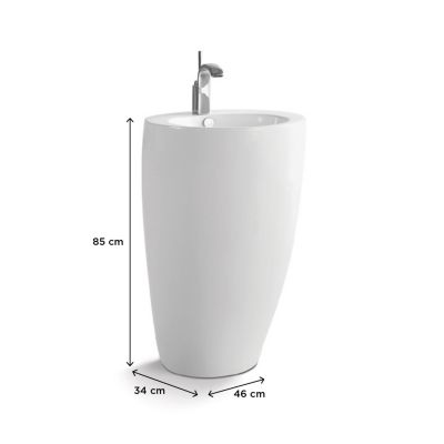 Lavabo colonne rond à poser en céramique blanc, l.52 x H.85 x P.34 cm, Homesight Icone