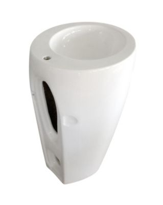 Lavabo colonne rond à poser en céramique blanc, l.52 x H.85 x P.34 cm, Homesight Icone