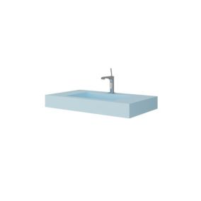 Lavabo de salle de bain 80 cm hpl avec vasque centrale bleu ciel