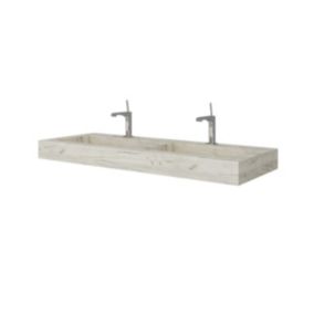 Lavabo de salle de bain avec 2 vasques 120 cm en hpl effet glace