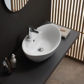 Lavabo De Salle De Bain En Céramique Blanche De Forme Ovale