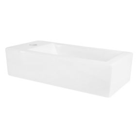 Lavabo de salle de bain suspendu vasque a poser blanc ceramique 510 x 250 mm