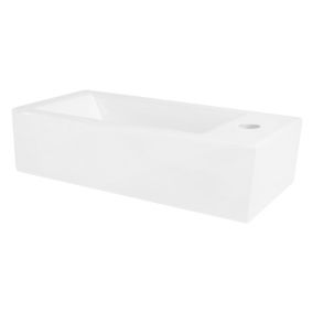 Lavabo de salle de bain vasque a poser toilette blanc en ceramique 510 x 250 mm