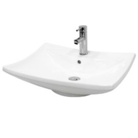 Lavabo en Céramique Blanc 605x460x165 mm avec Garniture de Vidage Universelle